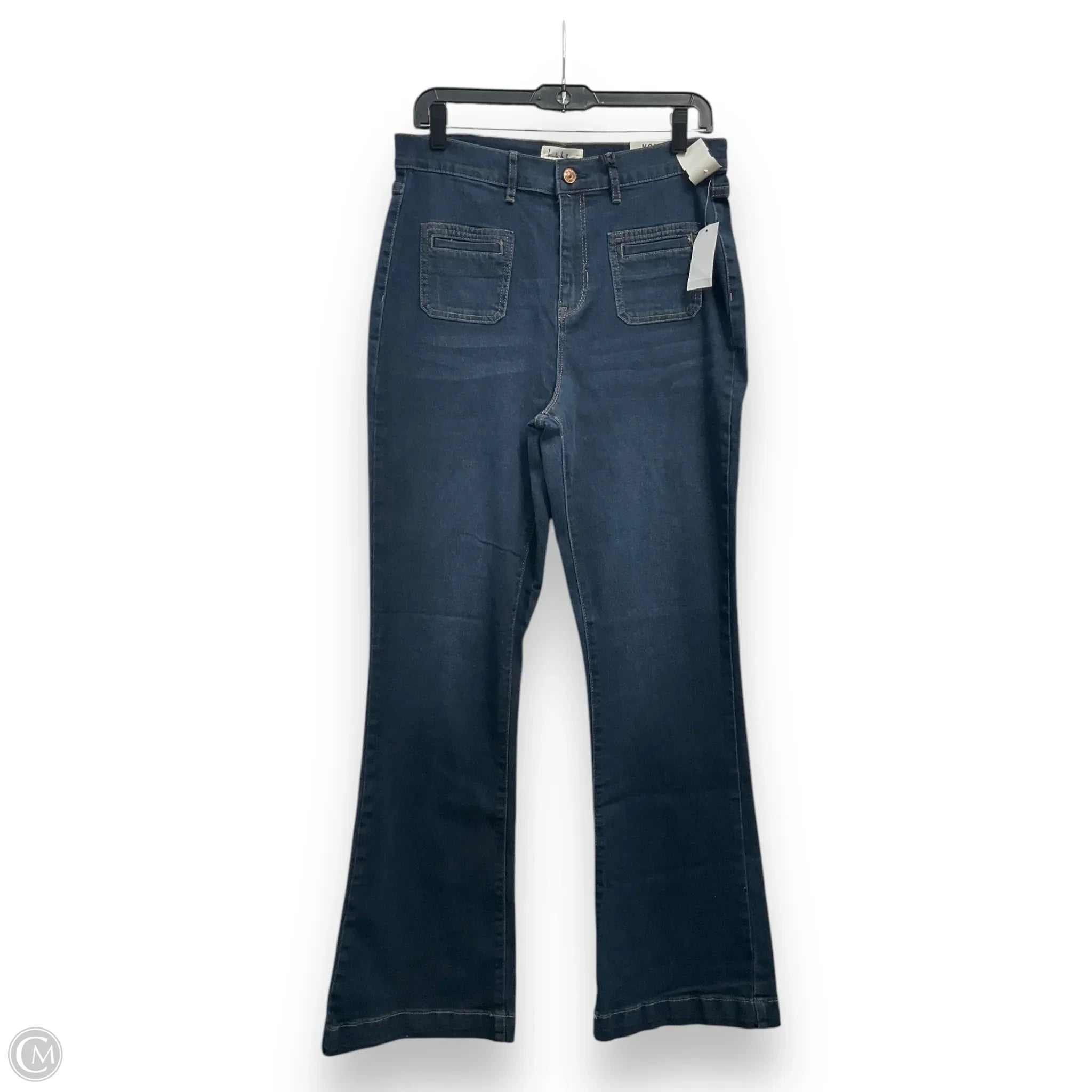 Leather Patch Embellished Men's JeansJeans Flared By Nicole Miller In Blue Denim, Size: 10 Leather Patch Embellished Men's JeansJeans Flared By Nicole Miller In Blue Denim, Size: 10