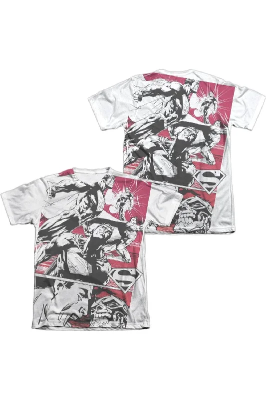 Men's Shirts with Snap ButtonsSuperman Angry Red (Front/Back Print) Adult 65/35 Poly/Cotton Short Sleeve Tee / T-Shirt