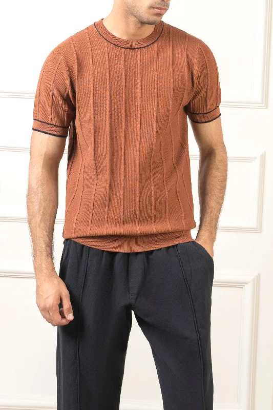 Men's Shirts with Abstract DesignsSWEATER KNIT SHIRT BROWN