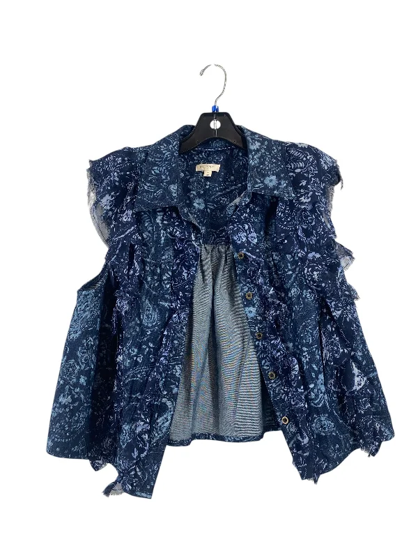 Men's Coats with Convertible CollarsVest Other By Pilcro In Blue Denim, Size: S