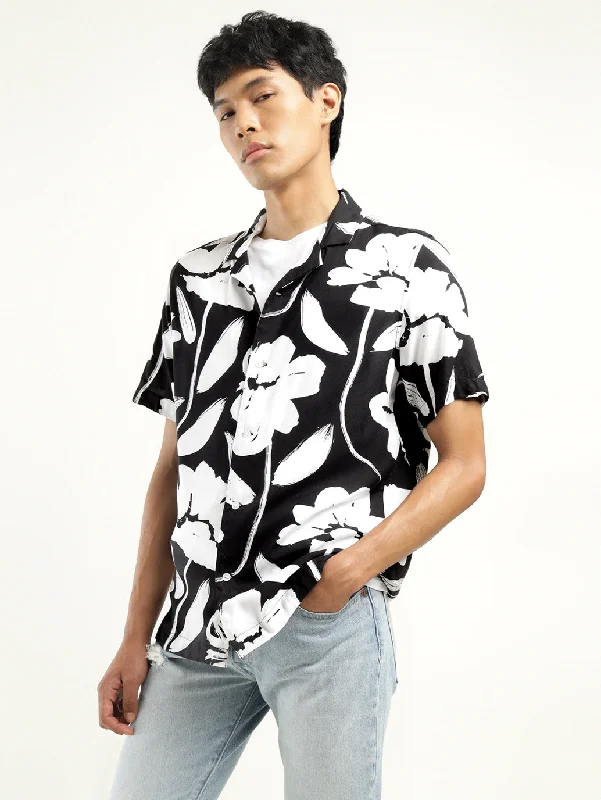 Breathable Men's Linen ShirtsMen's Floral Print Camp Shirt