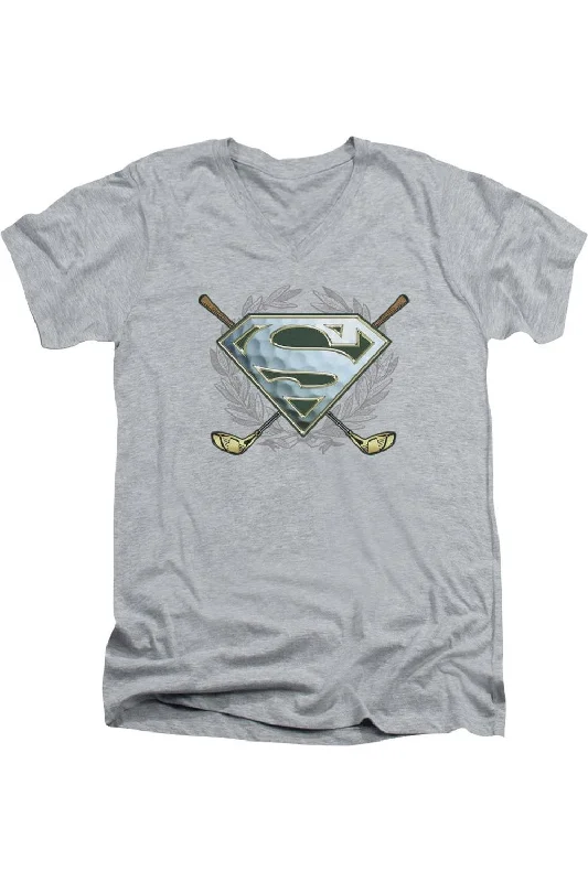 Men's Sleeveless TopsSuperman Fore! Short Sleeve Adult V Neck Tee / T-Shirt