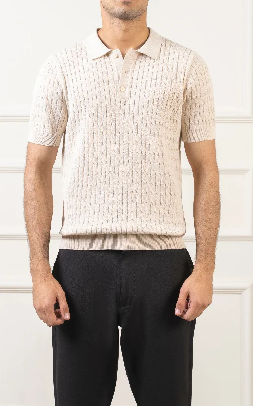 Men's Shirts for BoatingSWEATER KNIT POLO BEIGE