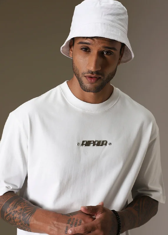 Men's Shirts with Checkered PatternsWhite Embellished Oversized T-shirt