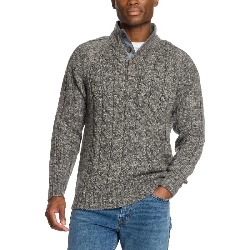 Men's Sweaters in Pastel ShadesMens Heathered Cable Knit Pullover Sweater