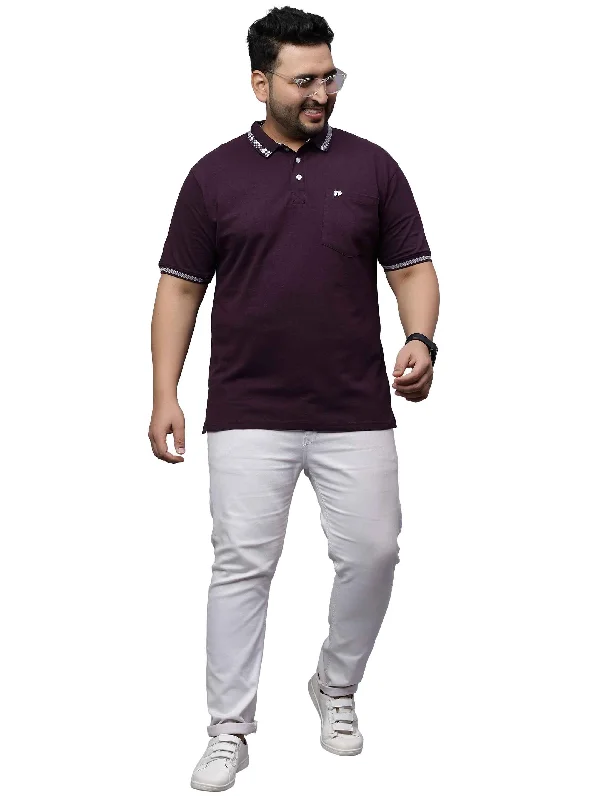 Men's Shirts with Lace-Up HemlinesWine Plus Size Polo T-shirt