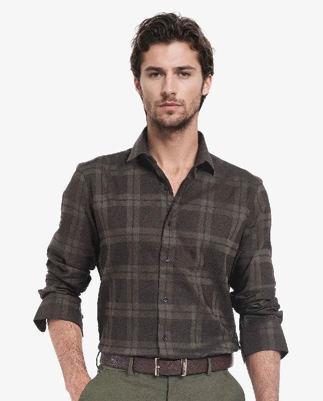 Men's Sleeveless Shirts for Summer ComfortRare Rabbit Men's Lubin Olive Cotton Polyester Fabric Full Sleeve Regular Fit Tonal Checks Shirt