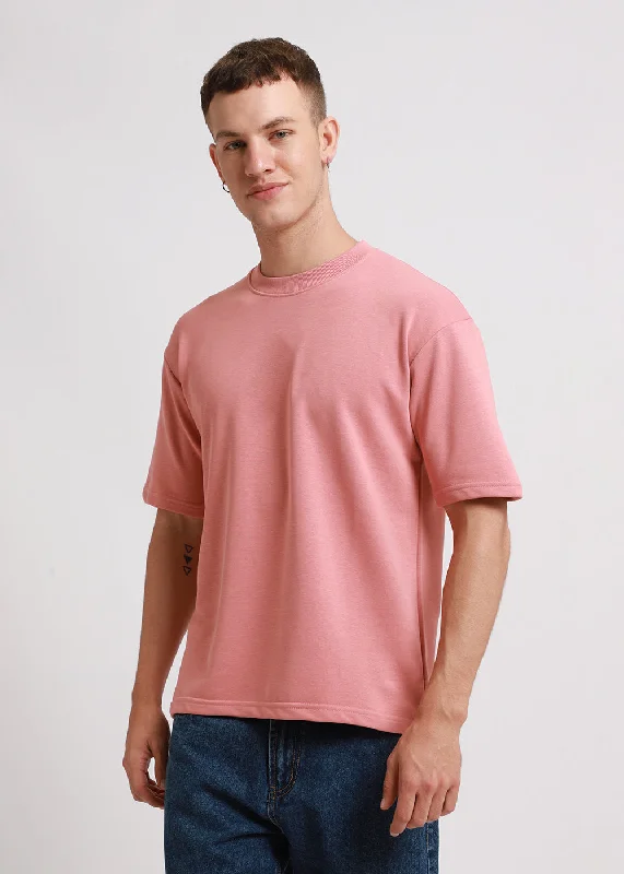 Men's Shirts with Embellished CollarsBrio Pink Oversized Basic T-shirt