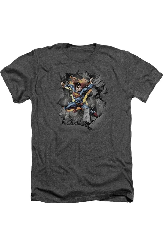 Men's Shirts with Abstract DesignsSuperman Break On Through Adult Heather Tee / T-Shirt Men's Shirts with Abstract DesignsSuperman Break On Through Adult Heather Tee / T-Shirt