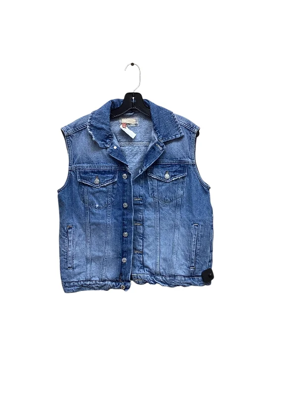 Men's Coats with Belted WaistsVest Other By Pilcro In Blue Denim, Size: Xs