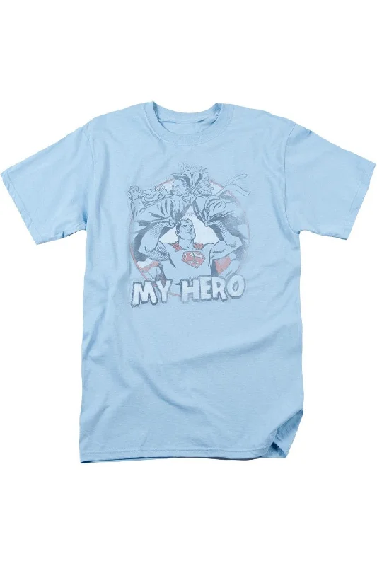 Men's Shirts with Hidden PocketsSuperman My Hero Short Sleeve Adult Tee / T-Shirt