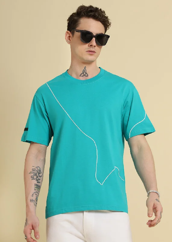 Men's Shirts for FishingCyan Line Oversized T-shirt