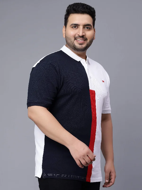 Men's Shirts with Pin CollarsWhite with Red Striped Plus Size Polo T-shirt