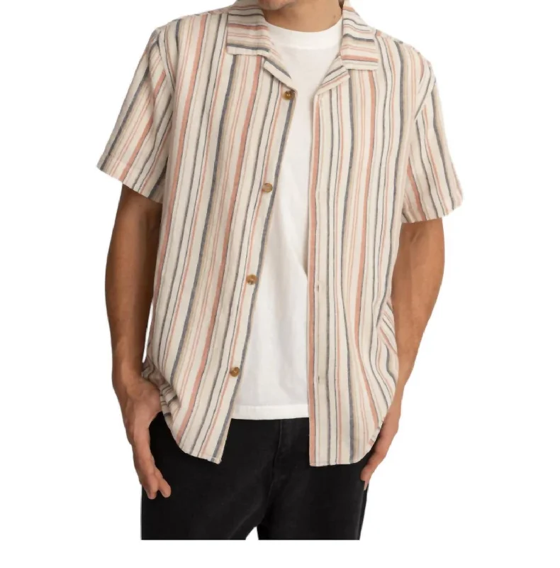 Men's Floral Print Shirts for Spring and SummerVacation Stripe Shirt In Natural