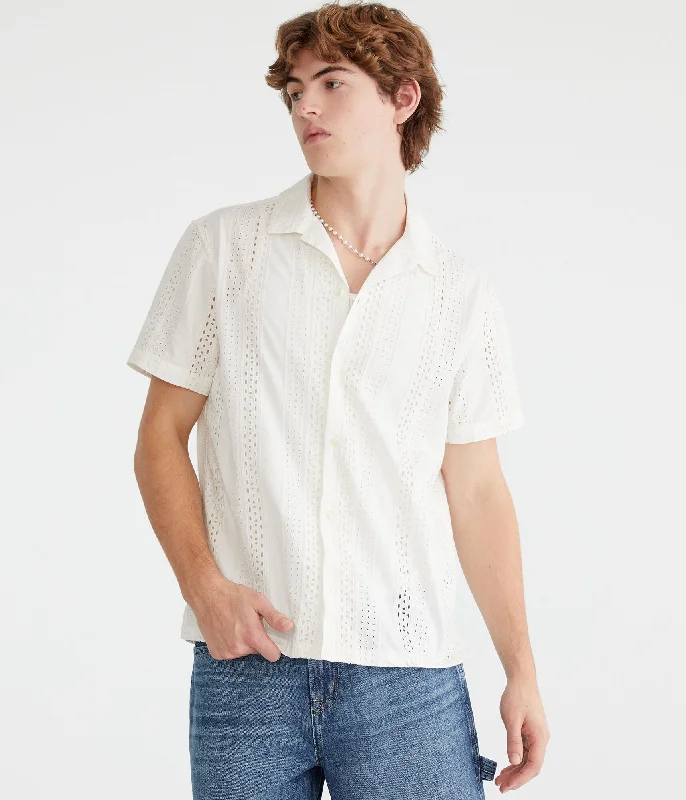 Classic Men's Dress ShirtsAeropostale Short Sleeve Textured Eyelet Shirt