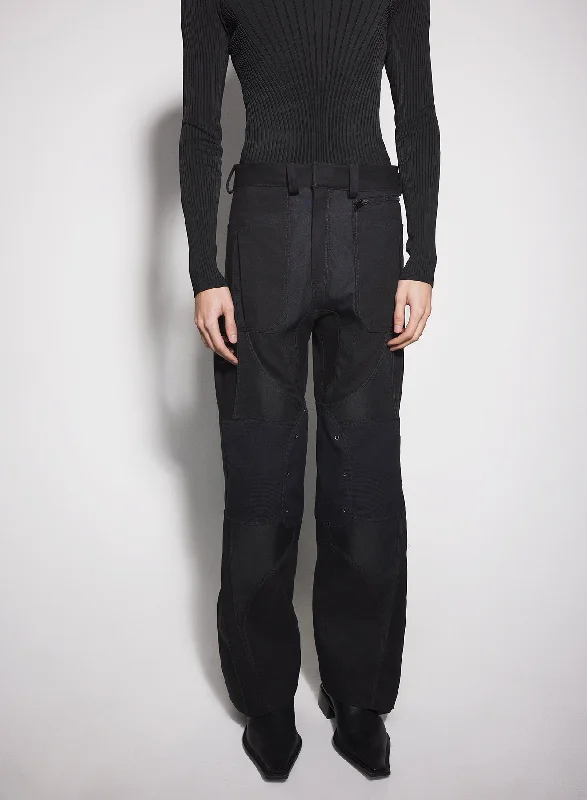 Men's Practical Cargo Work Shortsblack technical fabric cargo pants