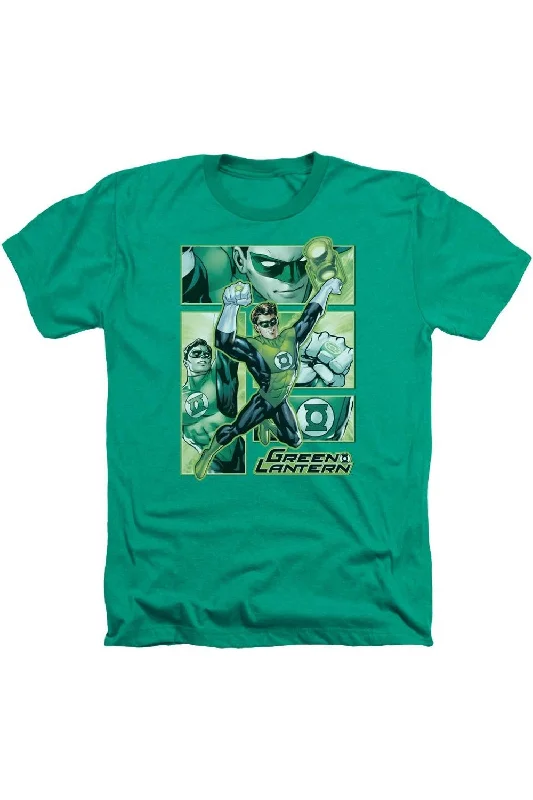Men's Shirts with Drawstring WaistbandsJustice League of America Green Lantern Panels Adult Heather Tee / T-Shirt Men's Shirts with Drawstring WaistbandsJustice League of America Green Lantern Panels Adult Heather Tee / T-Shirt