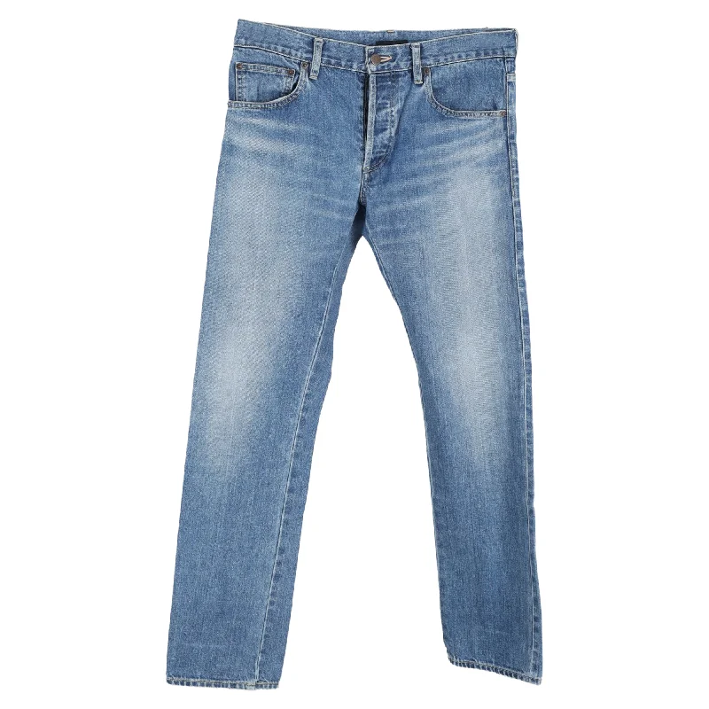 Mid-Waisted Men's JeansPrada Mid-Waist Straight-Leg Jeans in Blue Cotton Denim