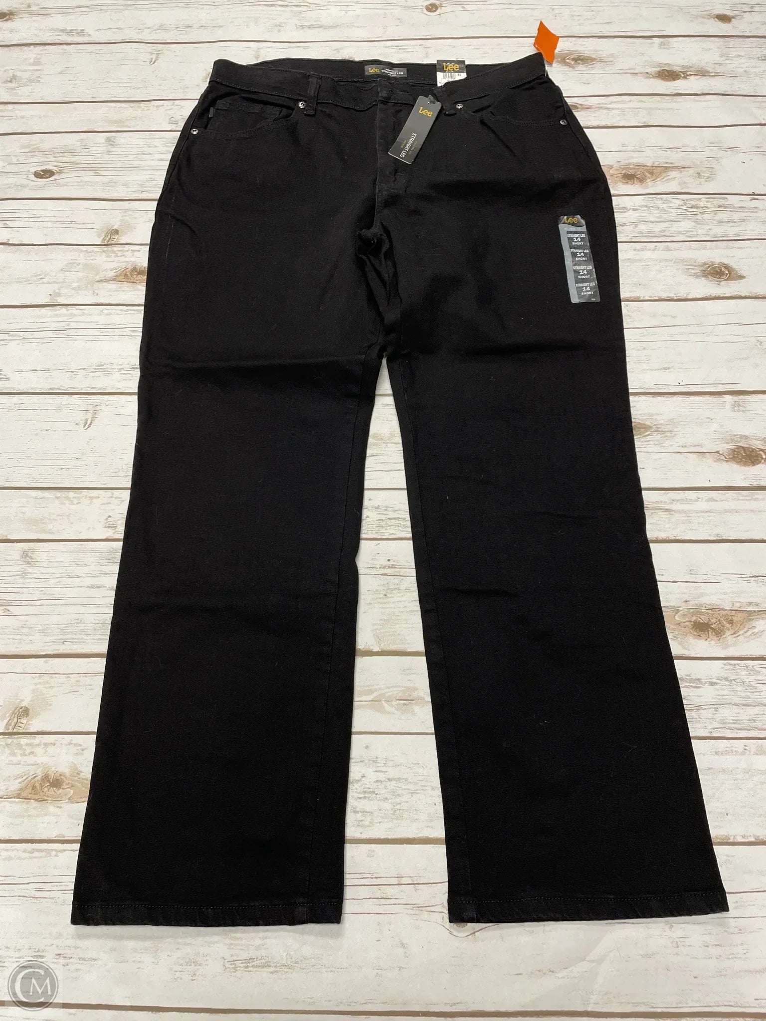 Wide-Leg Men's JeansJeans Straight By Lee In Black Denim, Size: 14