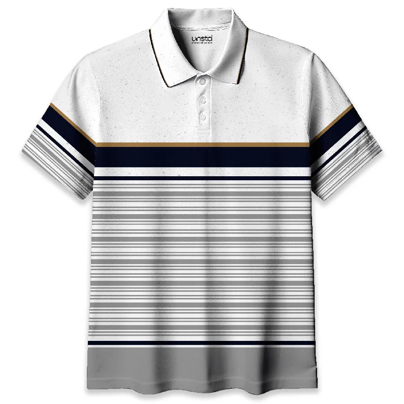 Classic Men's Button-Up ShirtsWhite Horizontal Striped Premium Polo T-shirt