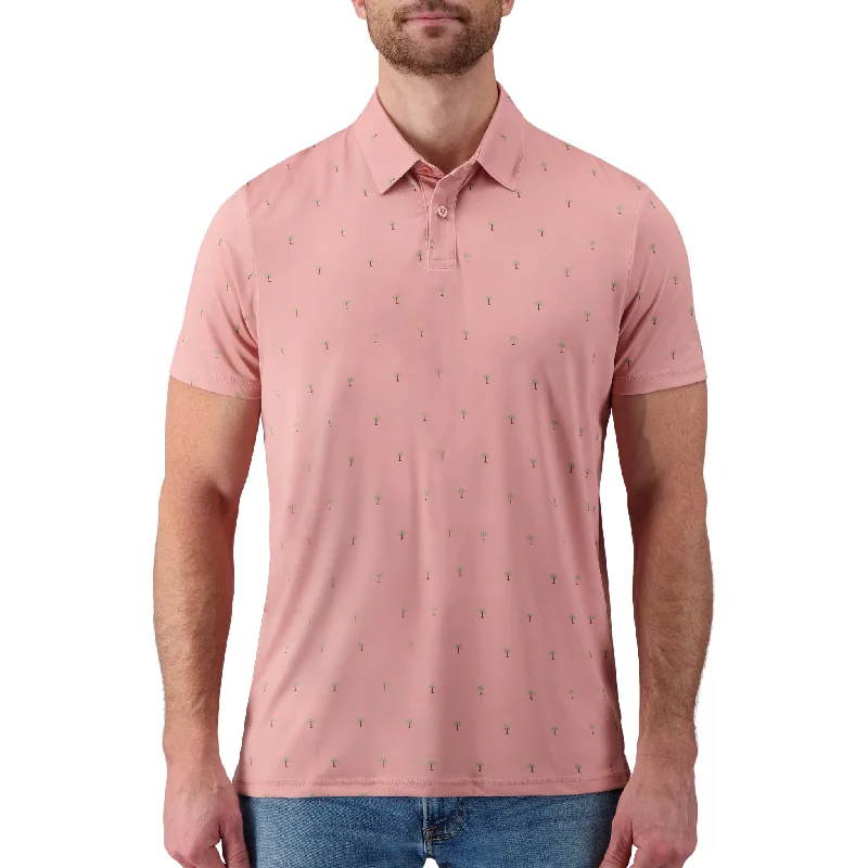 Men's Shirts with Asymmetrical HemlinesPink Palm Tree Performance Polo
