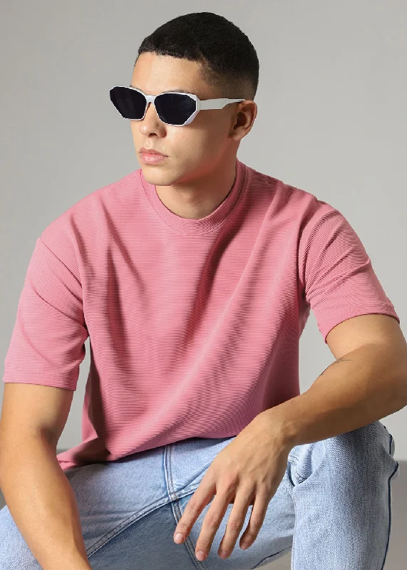 Men's Shirts for Outdoor ActivitiesOversized Pink Textured T-shirt
