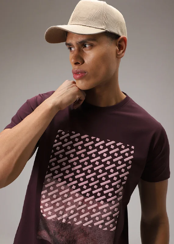 Men's Shirts with Bow TiesPlum Printed T-Shirt
