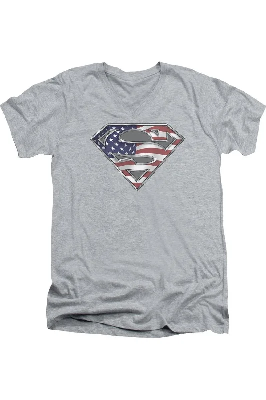 Men's Shirts with Full PlacketsSuperman All Short Sleeve Adult V Neck Tee / T-Shirt