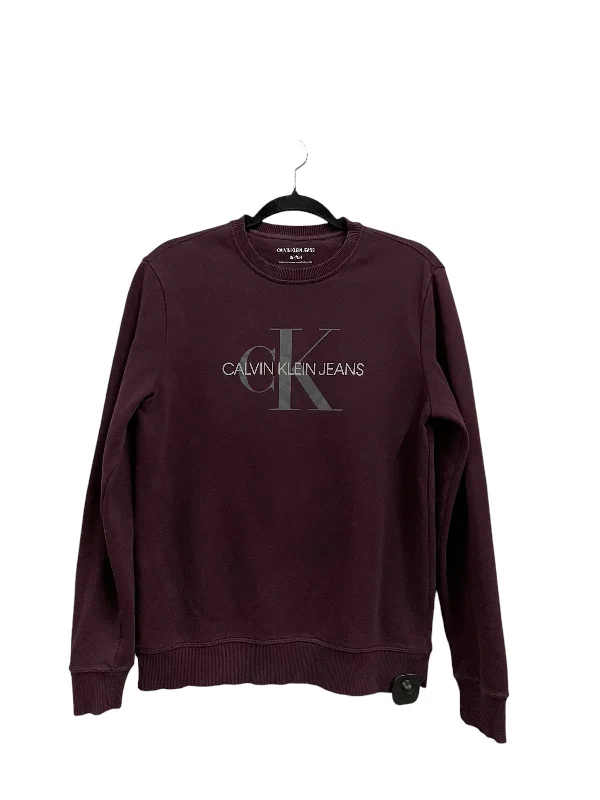 Men's Hoodies with ThumbholesSweatshirt Crewneck By Calvin Klein In Purple, Size: S