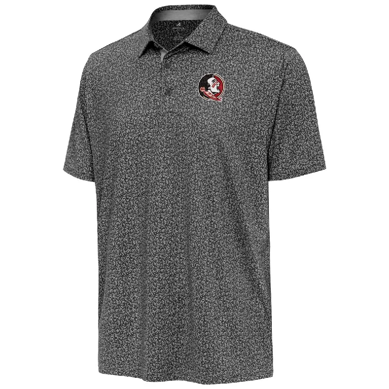 Men's Shirts with Ruffled HemlinesAntigua Men's Seminole Logo Vintage Sublimated Floral Polo - Carbon Heather Men's Shirts with Ruffled HemlinesAntigua Men's Seminole Logo Vintage Sublimated Floral Polo - Carbon Heather