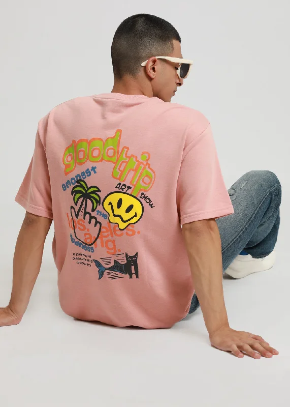 Men's Shirts with Scoop NecksPeach Oversized T-shirt