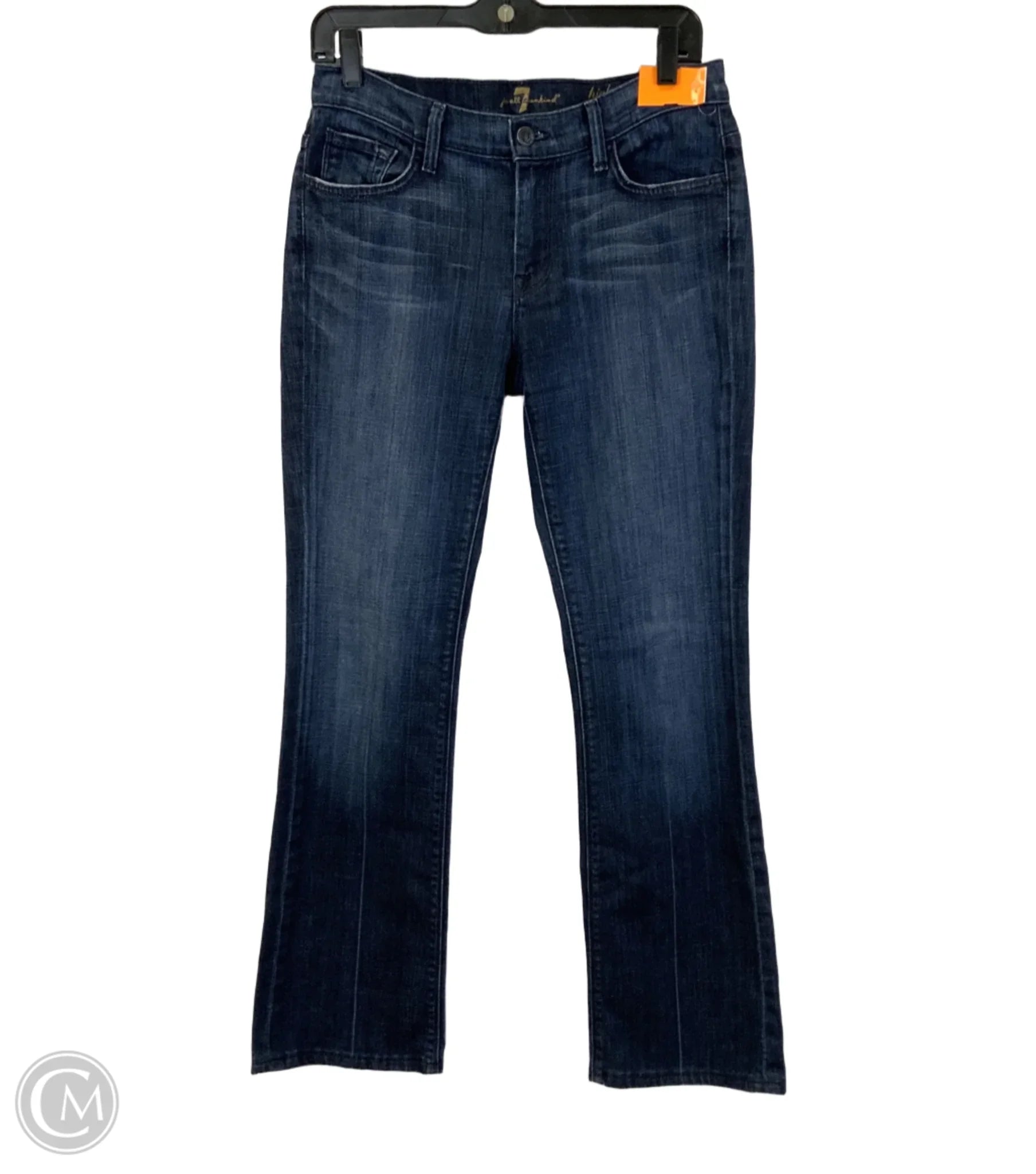 Modern Ripped and Distressed Men's JeansJeans Boot Cut By 7 For All Mankind In Blue Denim, Size: 6 Modern Ripped and Distressed Men's JeansJeans Boot Cut By 7 For All Mankind In Blue Denim, Size: 6