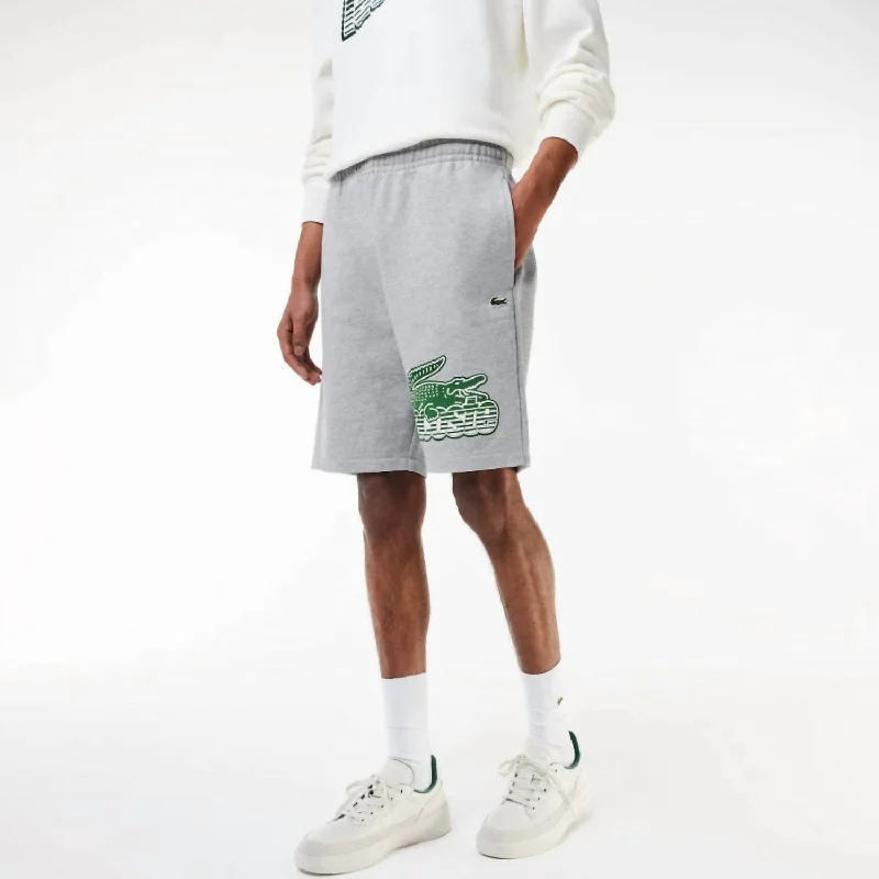 Elegant and Refined Men's Dress and Office ShortsUnbrushed Cotton Fleece Short In Grey Chine Elegant and Refined Men's Dress and Office ShortsUnbrushed Cotton Fleece Short In Grey Chine