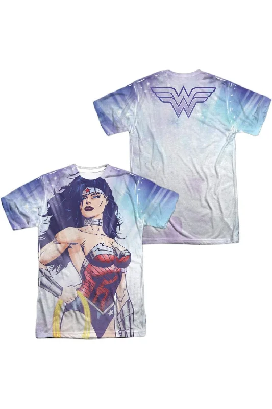 Warm Men's Fleece-Lined TopsJustice League of America Warrior Goddess (Front/Back Print) Short Sleeve Adult Poly Crew Tee / T-Shirt