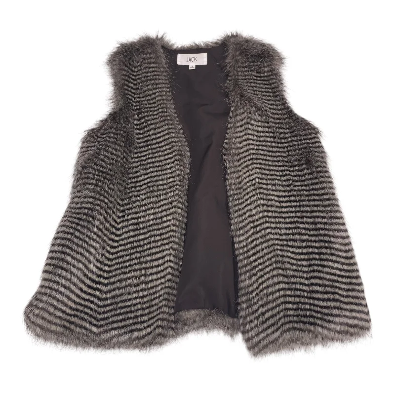 Men's Coats with Reflective StripesVest Faux Fur & Sherpa By Jack In Grey, Size: S