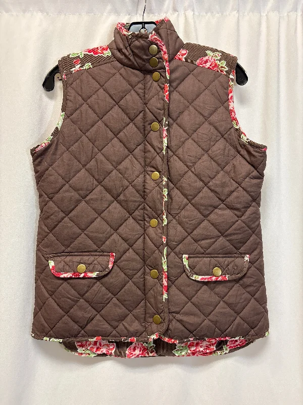 Men's Coats for BikingVest Puffer & Quilted By Matilda Jane In Brown, Size: S