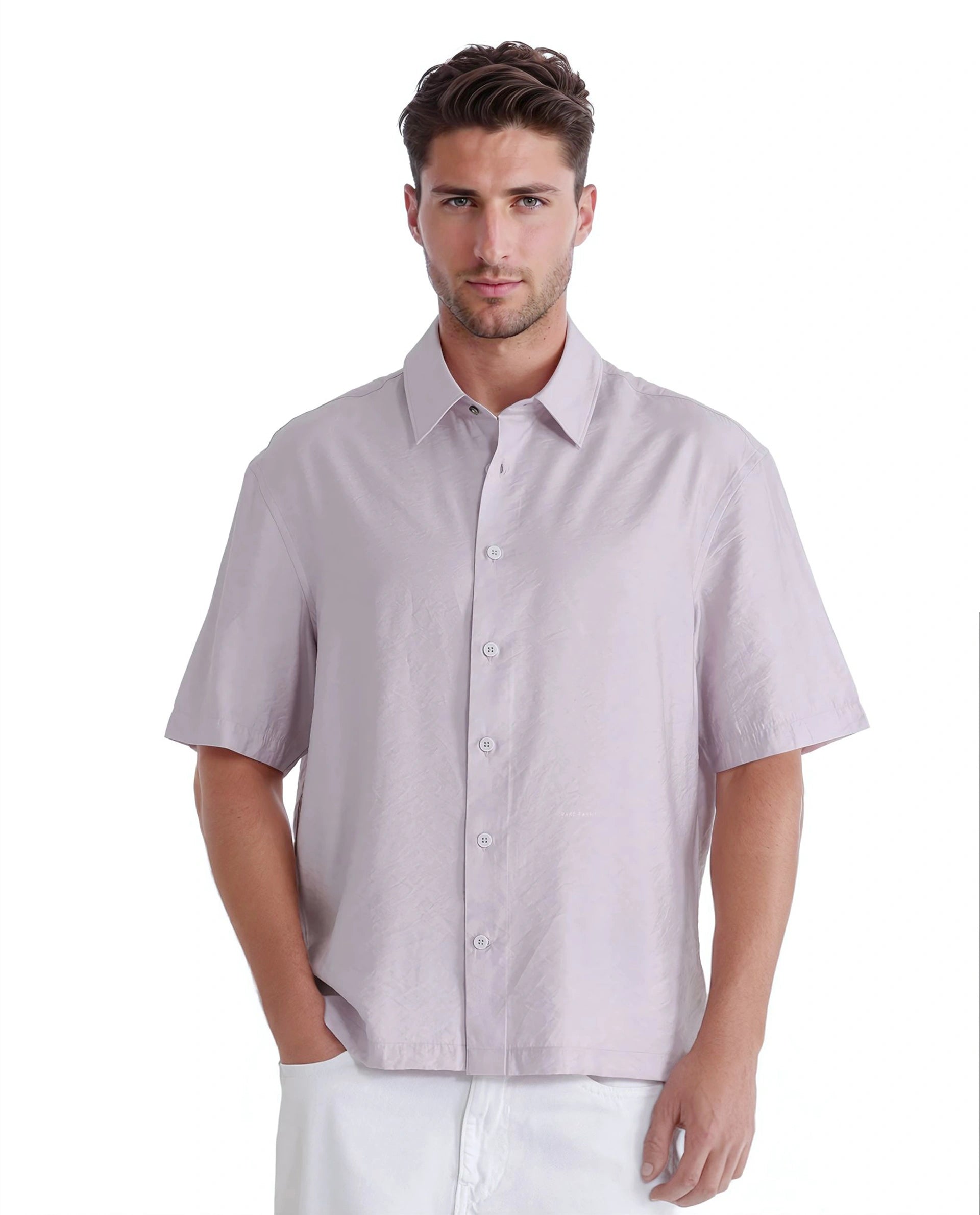 Men's Color-Blocking Shirts for a Statement LookRare Rabbit Men Flo Light Pink Viscose Nylon Fabric Short Sleeves Collared Neck Button Closure Boxy Fit Plain Shirt Men's Color-Blocking Shirts for a Statement LookRare Rabbit Men Flo Light Pink Viscose Nylon Fabric Short Sleeves Collared Neck Button Closure Boxy Fit Plain Shirt