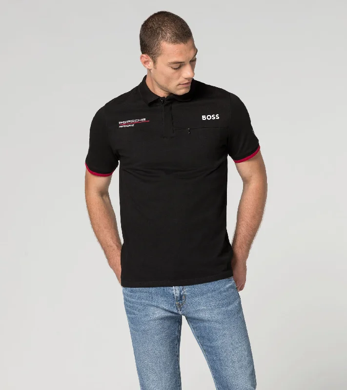 Men's Three-Quarter Sleeved TopsPorsche Men's Boss Polo (Black) - Motorsport