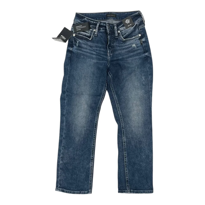 High-Waisted Bootcut Men's JeansJeans Cropped By Silver In Blue Denim, Size:2