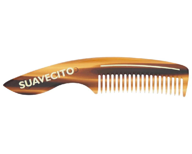 Deluxe Handle Beard Comb - Amber