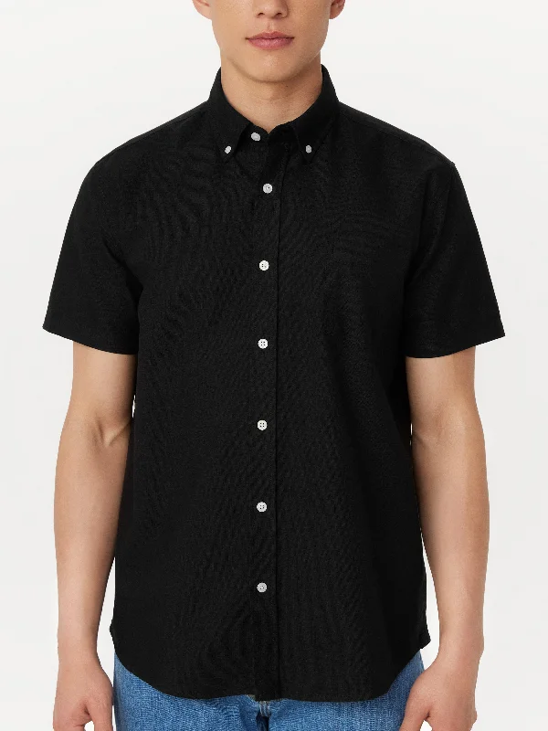 The Jasper Short Sleeve Oxford Shirt in Black