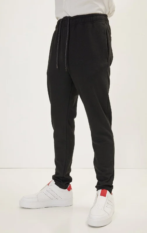 Hidden Drawstring Relaxed Pants - Black