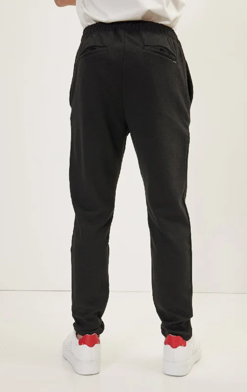 Hidden Drawstring Relaxed Pants - Black