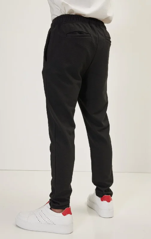 Hidden Drawstring Relaxed Pants - Black