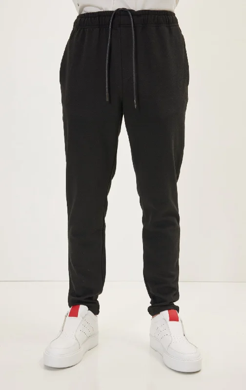 Hidden Drawstring Relaxed Pants - Black