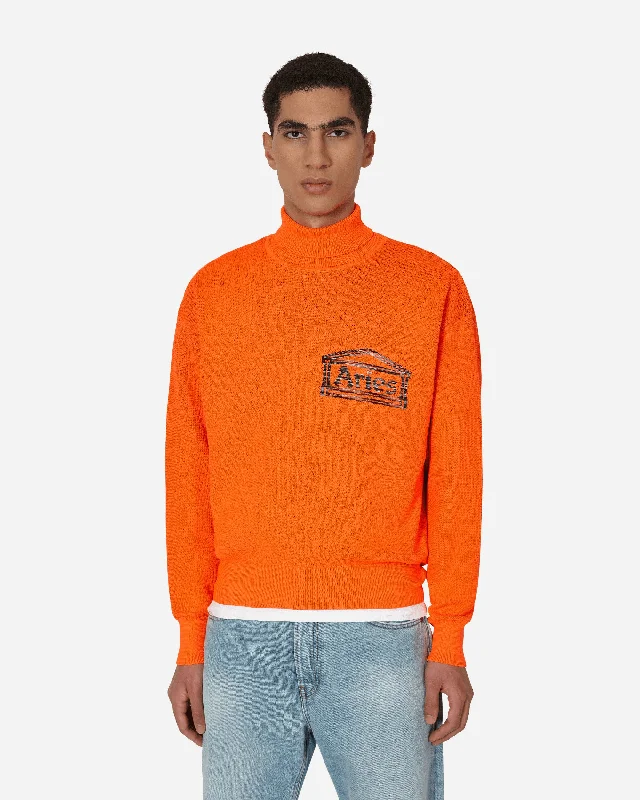 Temple Fluro Turtleneck Sweater Orange