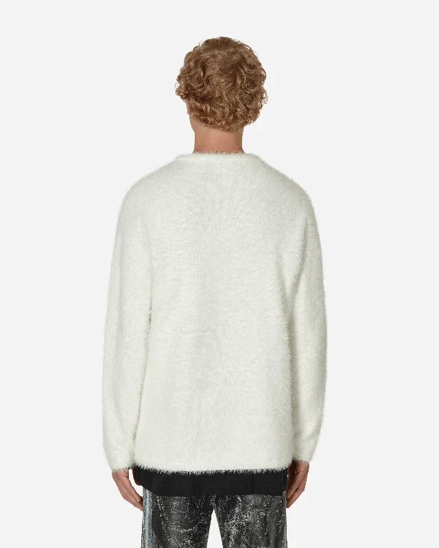 V-Neck Hairy Sweater White