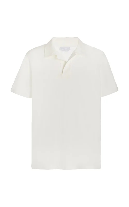 Jaime Short Sleeve Polo in White Cotton