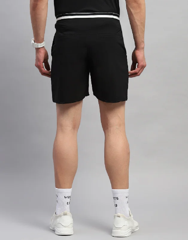 Men Black Solid Regular Fit Short