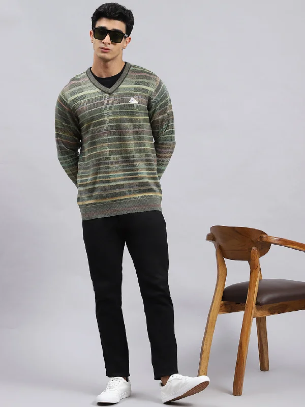 Men Green Jaquard Pullover